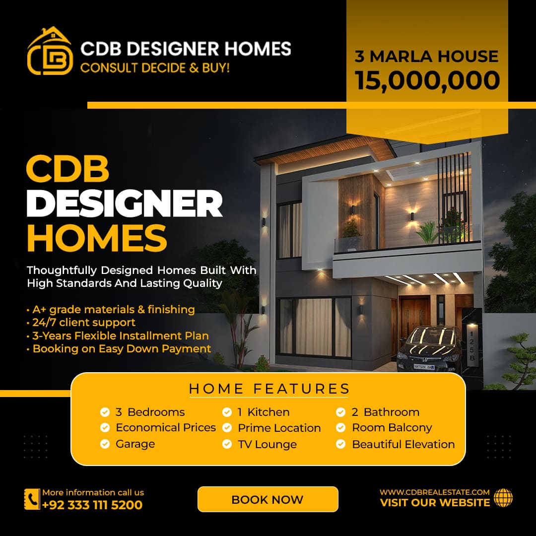 CDB DESIGNER HOMES 3 MARLA FEATURES