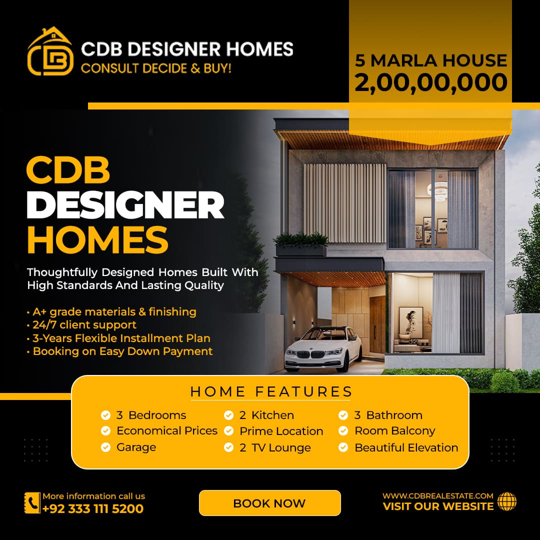 CDB DESIGNER HOMES 5 MARLA FEATURES